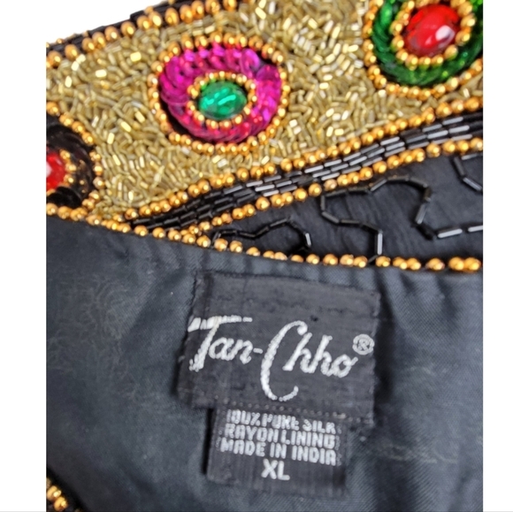 *VINTAGE*TAN CHHO Silk Sequin Jeweled Beaded Jacket - Picture 9 of 16